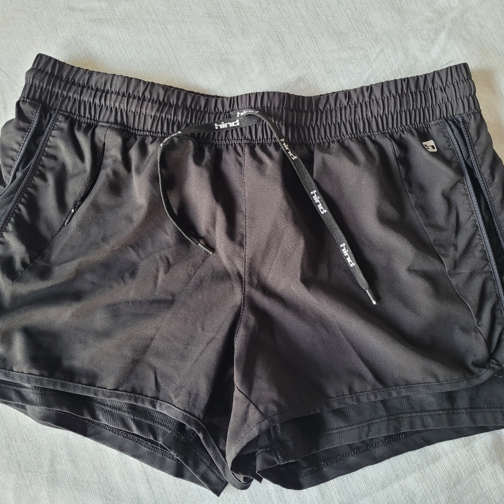 Hind Black Activewear Shorts with Elastic Waist